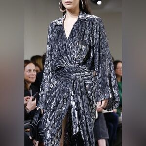 Michael Kors Collection Size 8 Holiday Set Silver New Years Gown Dress Runway